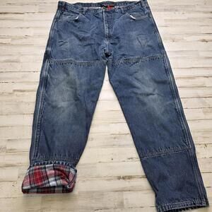 Guide Gear Flannel Lined Denim Jeans Mens 44x32 Winter Gear Cold Weather Camping